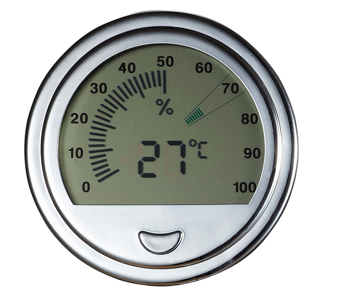 Visol Modern Large Circular Digital Hygrometer - Crown Humidors