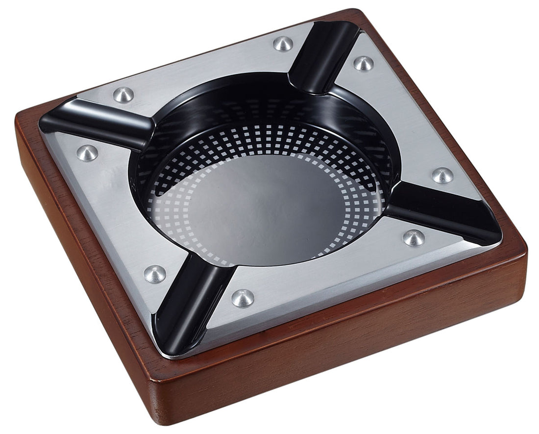 Visol Iris Metal and Wood Cigar Ashtray - Crown Humidors