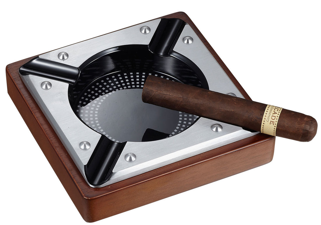 Visol Iris Metal And Wood Cigar Ashtray - Vash407