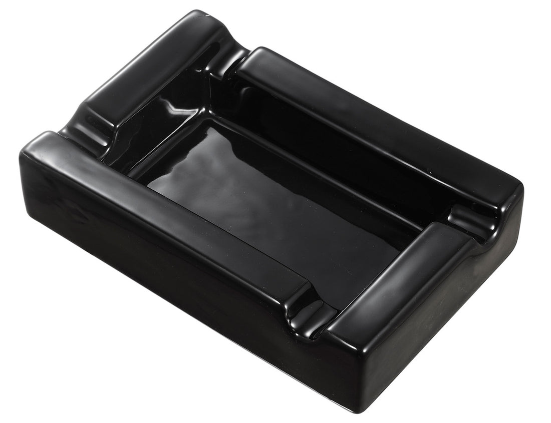 Visol Wesley Black Rectangular Cigar Ceramic Ashtray - Vash427