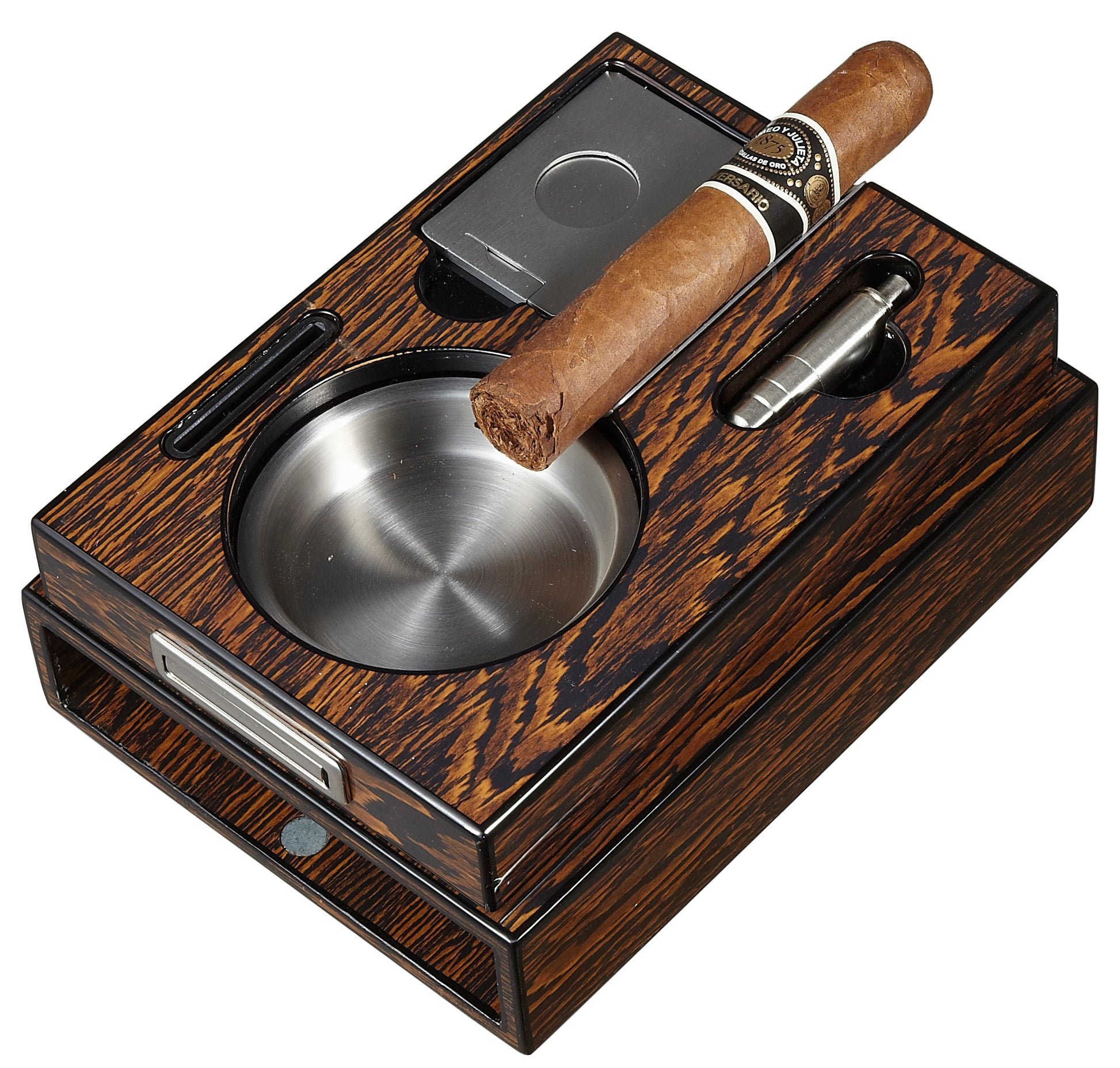 Visol Drawer Single Cigar Iron Wood Finish Ashtray - Crown Humidors