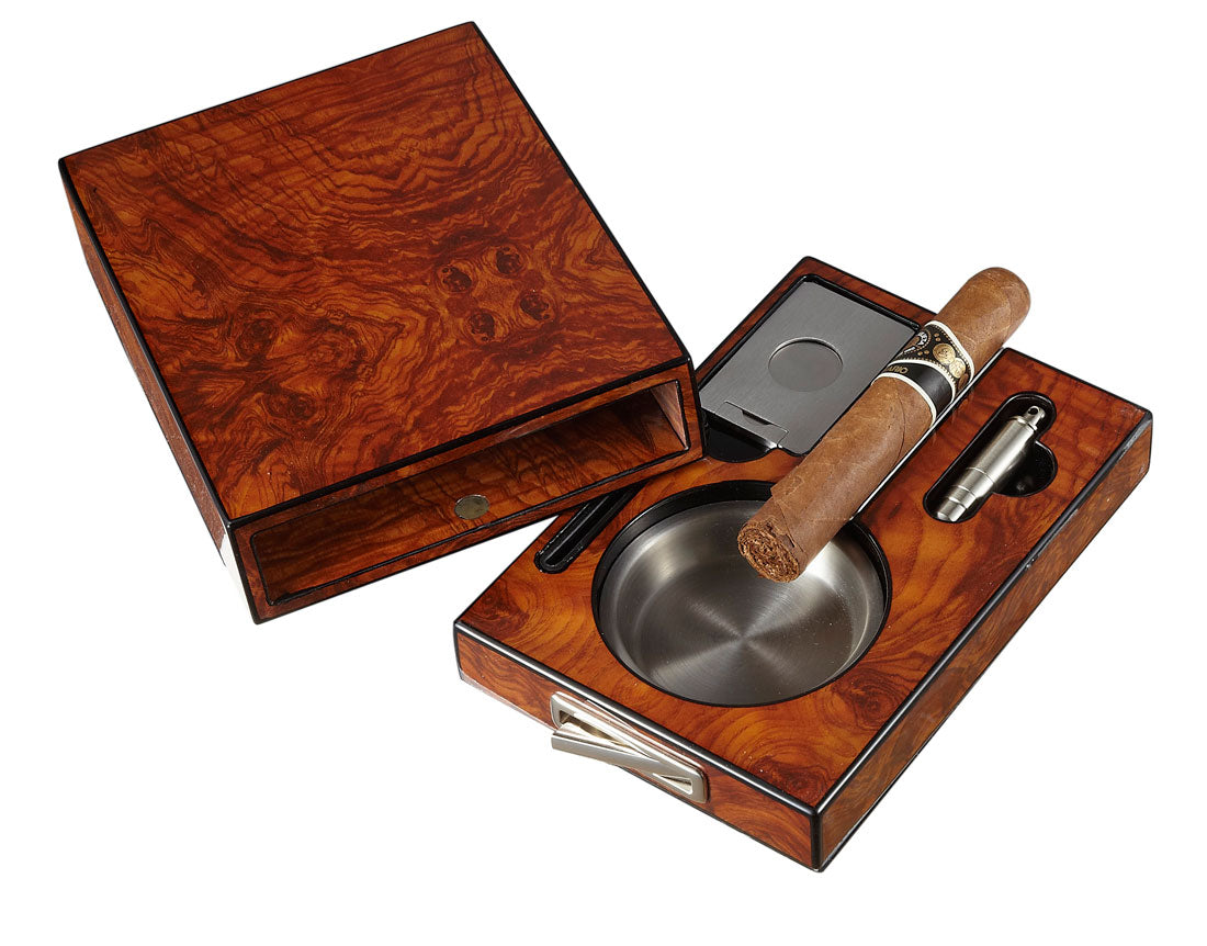 Visol Drawer Single Cigar Golden Ebony Finish Ashtray - Crown Humidors