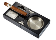 Visol Bremen Black Lacquer Folding Cigar Ashtray with Cutter and Punch - Crown Humidors