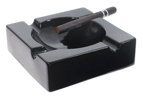 Visol Donovan Black Ceramic Cigar Ashtray For Patio Use - Crown Humidors