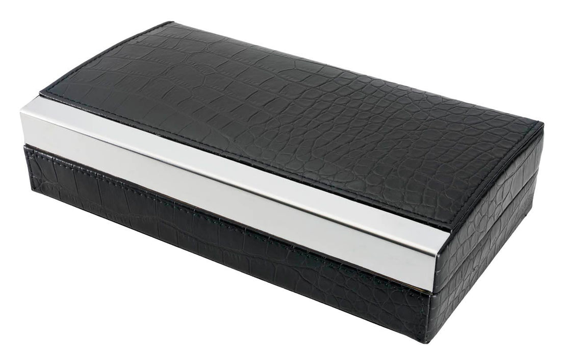 Visol Mapleton Black Leather Cigar Travel Humidor - Crown Humidors