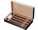 Visol Mapleton Black Leather Cigar Travel Humidor - Crown Humidors