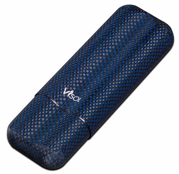 Visol Blue Kevlar Lightweight Cigar Case - Holds 2 Cigars of Up to 58 Ring Gauge - Crown Humidors