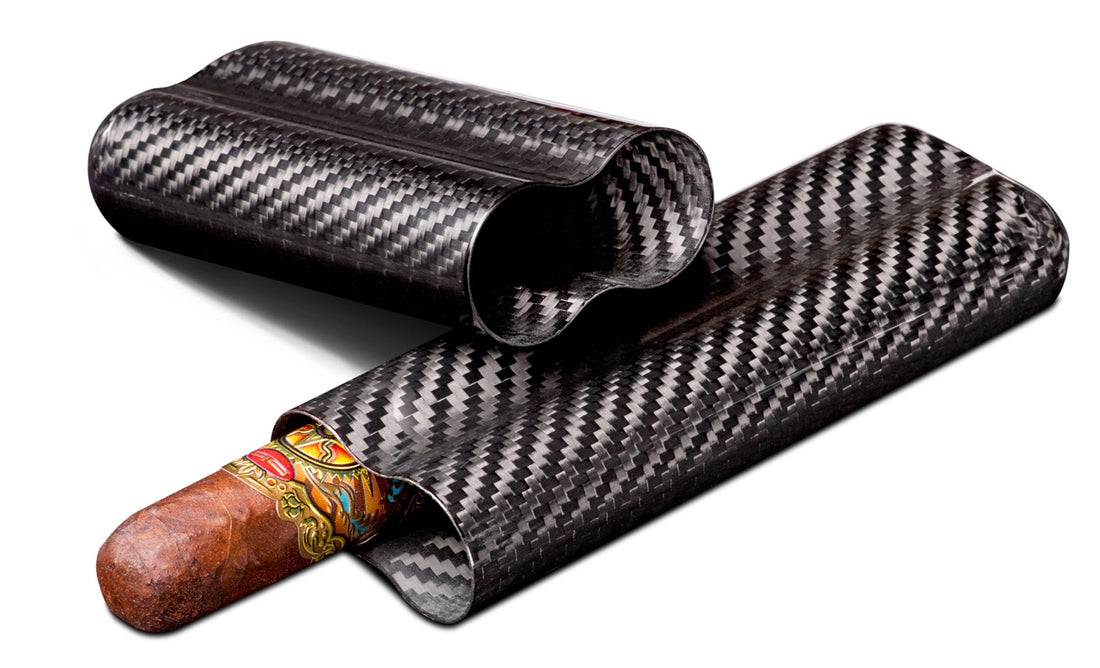 Visol Night Carbon Fiber 2 FingerCigar Case - Crown Humidors