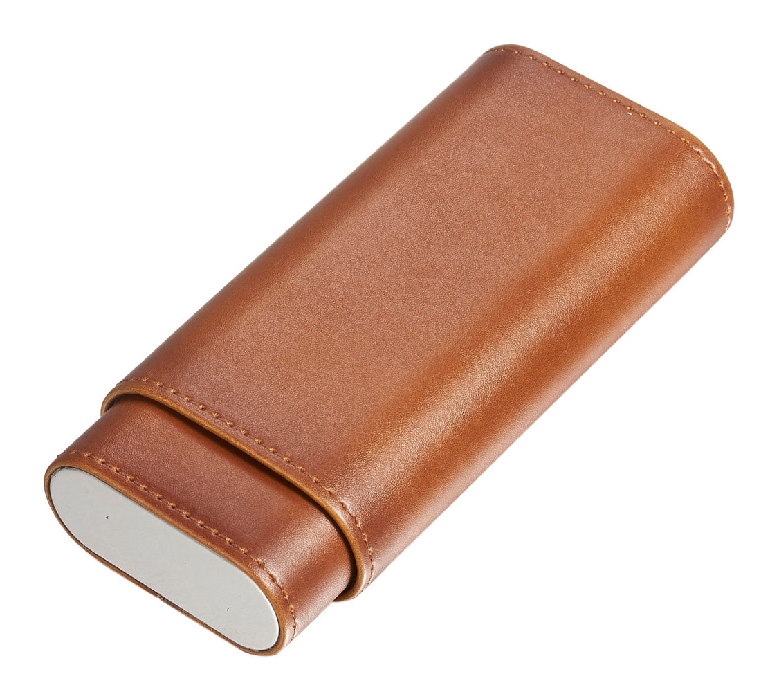 Visol Santa Fe Light Brown Leather Cigar Case - Vcase701Br4