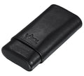 Visol Cuero Genuine Black Leather 3-Finger Cigar Case - Crown Humidors