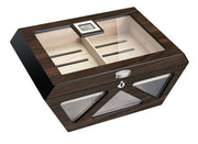 Visol Collin Macassar Lacqered Glass Top Cigar Humidor - Holds 100 Cigars - Crown Humidors