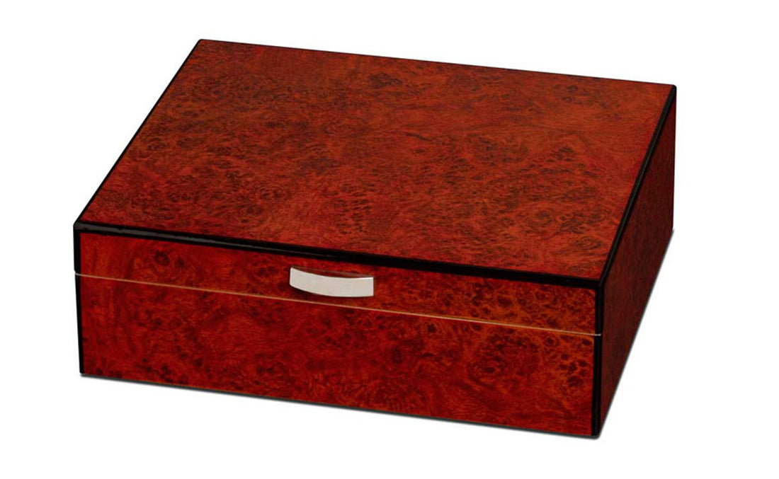 Visol Cedrik Polished Burl Finish Humidor - Holds 25 Cigars - Vhud87