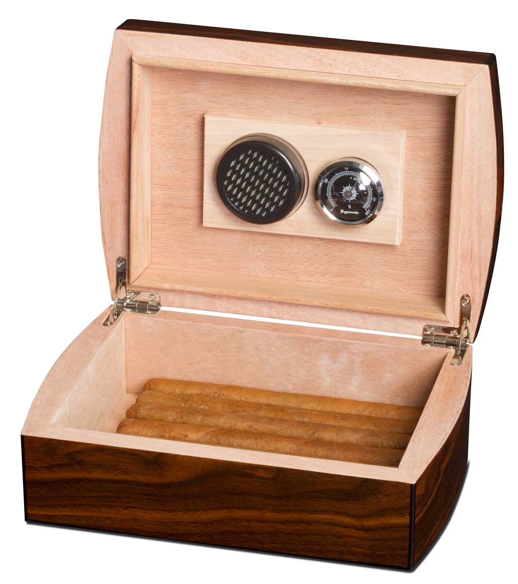 Visol Polished Walnut Cigar Gift Set Including Ashtray & Cutter - Crown Humidors