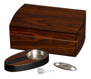 Visol Polished Walnut Cigar Gift Set Including Ashtray & Cutter - Crown Humidors
