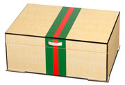 Visol Regio Red and Green Striped Humidor - Holds 75 Cigars - Crown Humidors