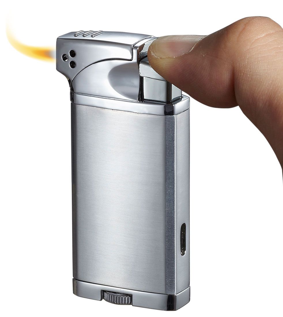 Visol Coppia All-in-one Cigar, Cigarette, and Pipe Lighter - Chrome - Crown Humidors