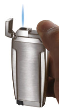 Visol Gemini Brushed Chrome Single Wind-resistant Torch Flame Lighter - Crown Humidors