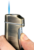 Visol Nolet Satin Nickel Wind-resistant Torch Flame Lighter - Crown Humidors