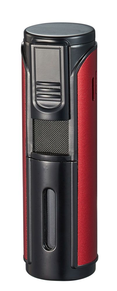 Visol Pentajet Red and Black Quintuple Torch Cigar Lighter - Crown Humidors