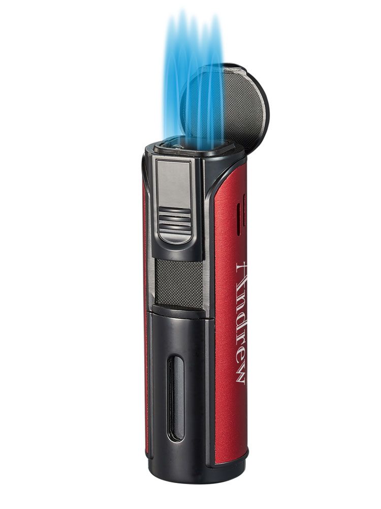 Visol Pentajet Red and Black Quintuple Torch Cigar Lighter - Crown Humidors