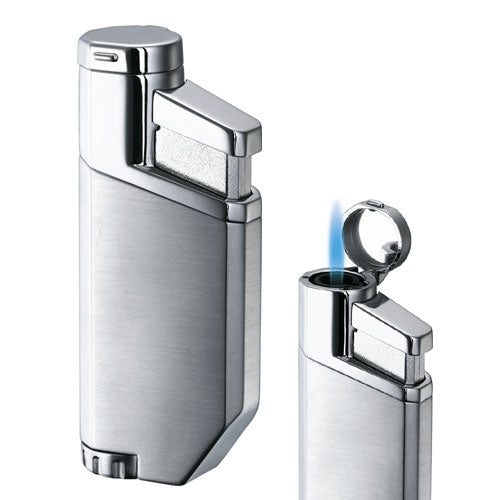 Visol Portofino Satin Chrome Wind-resistant Torch Flame Lighter - Crown Humidors