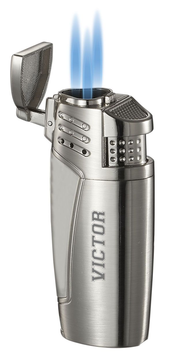 Visol Pyramid Nickel Triple Flame Torch Lighter - Crown Humidors