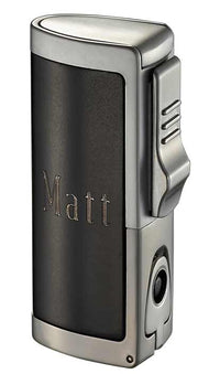 Visol Aleus Black Matte Triple Jet Cigar Lighter With Built-in Punch - Crown Humidors