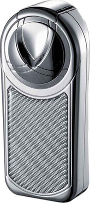 Visol Dobrev Iii Triple Jet Flame Chrome White Carbon Fiber Cigar Lighter - Crown Humidors