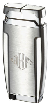 Visol Gemini Brushed Chrome Single Wind-resistant Torch Flame Lighter - Crown Humidors