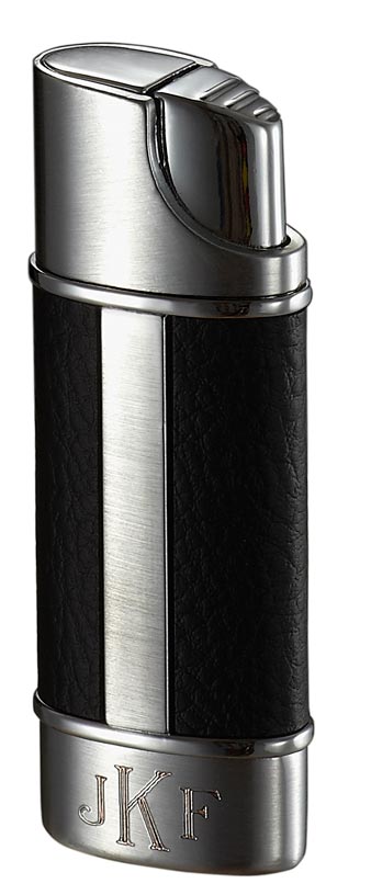 Visol Piccolo Leather and Brushed Chrome Wind-resistant Torch Flame Lighter - Crown Humidors