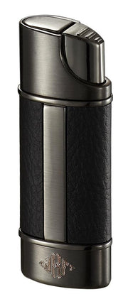 Visol Piccolo Leather & Gunmetal Wind-resistant Torch Flame Lighter - Crown Humidors