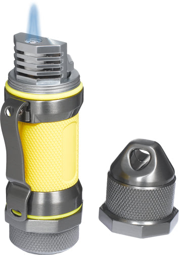 Visol Storm Gunmetal / Yellow High Altitude Windproof Lighter - Crown Humidors