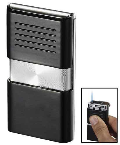 Visol Noipas Black and Chrome Wind-resistant Torch Flame Lighter - Crown Humidors