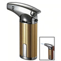 Visol Fiamma Gold and Chrome Wind-resistant Jet Flame Table Cigar Lighter - Crown Humidors