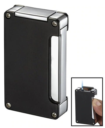 Visol Zidane Black Matte Cigar Lighter With Built-in Cigar Punch - Crown Humidors