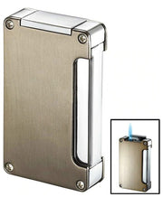 Visol Zidane Satin Nickel and Chrome Cigar Lighter With Built-in Cigar Punch - Crown Humidors