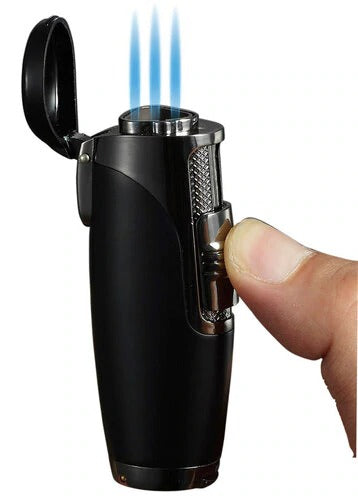 Visol Triad Black Matte Triple Torch Flame Cigar Lighter - Crown Humidors