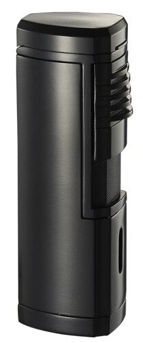 Visol Pyrgos Quad Flame Torch Lighter - Matte Black - Crown Humidors