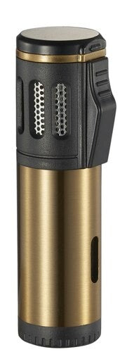 Visol Artemis Triple Flame Torch Lighter - Brushed Gold - Crown Humidors