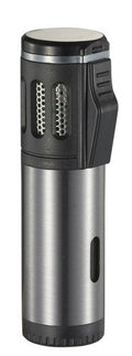 Visol Artemis Triple Flame Torch Lighter - Brushed Silver - Crown Humidors