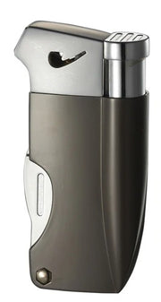 Visol Poseidon Soft Flame Pipe Lighter With Tools - Gunmetal - Crown Humidors