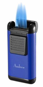Visol Antero Blue Lacquer Triple Torch Flame Cigar Lighter - Crown Humidors