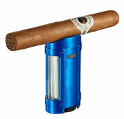 Visol Rhino Brushed Blue Quad Torch Flame Cigar Lighter - Crown Humidors