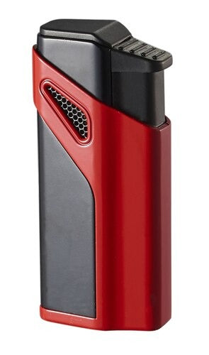 Visol Alpha Matte Black and Red Triple Torch Cigar Lighter - Crown Humidors