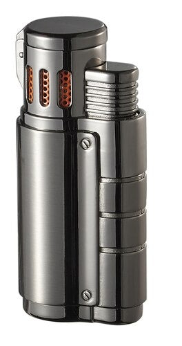Visol Champ Gunmetal and Orange Triple Torch Cigar Lighter - Crown Humidors