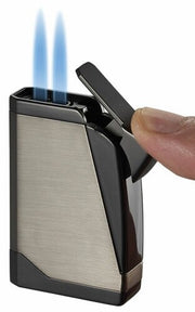 Visol Madrid Dual Torch Flame Cigar Lighter - Silver - Crown Humidors