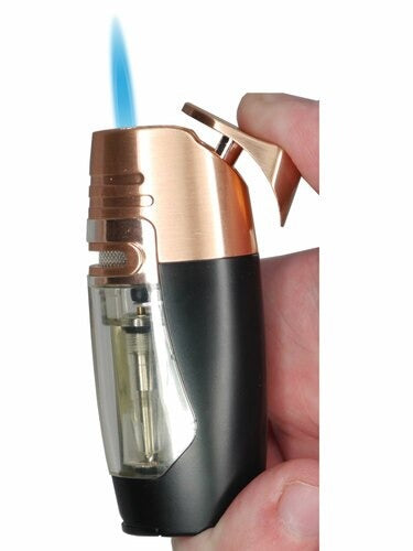 Visol Lowell Black and Copper Single Torch Cigar Lighter - Crown Humidors