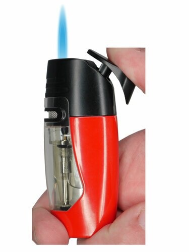 Visol Lowell Red Single Torch Cigar Lighter - Crown Humidors