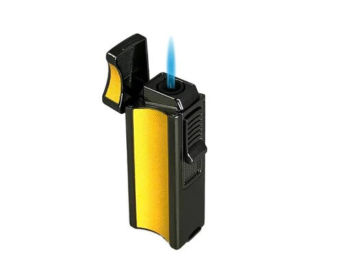 Visol Ridge Yellow Single Flame Torch Lighter With Cigar Rest - Crown Humidors