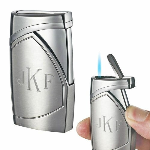 Visol Shark Brushed Chrome Single Torch Flame Cigar Lighter - Crown Humidors